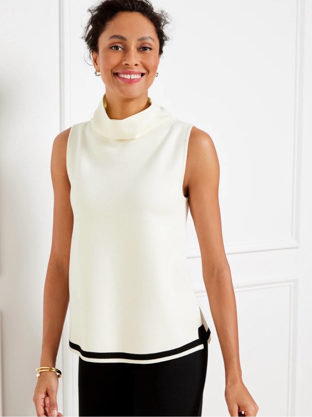 Talbots Cowl-Neck Tipped Sweater Shell Size Large